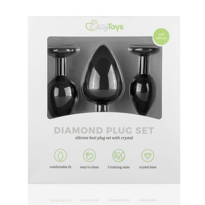 Siliconen Buttplug Met Diamant - Zwart