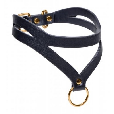 Bondage Baddie Collar Met O-ring - Zwart/Goud